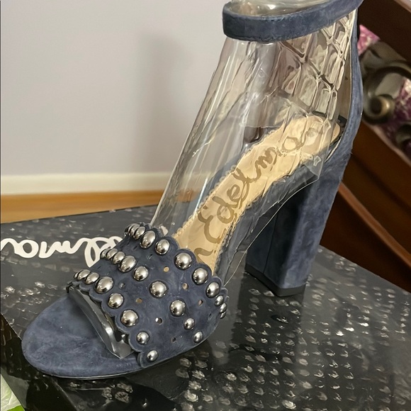 Sam Edelman Blue High-Heeled Sandals with Studded Design - Picture 3 of 5